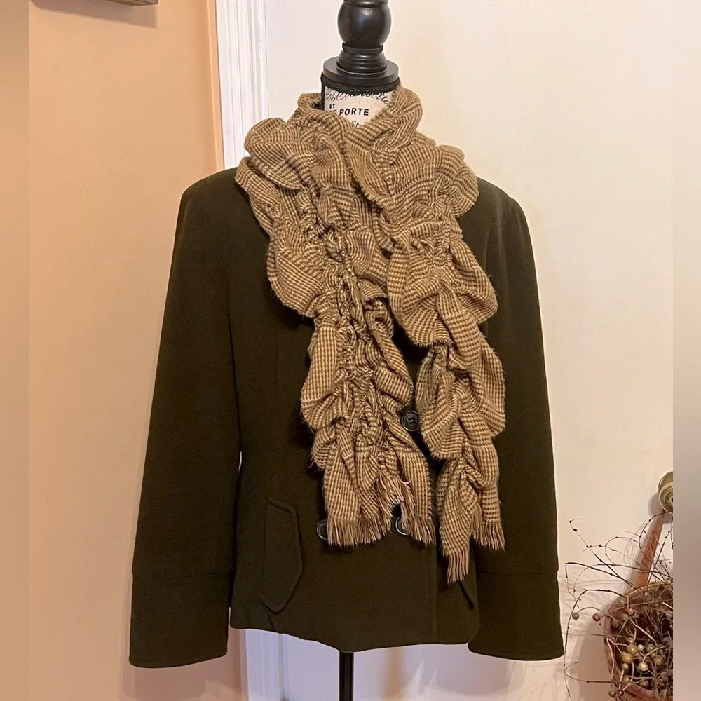 ‼️SOLD‼️ Esprit PEA COAT- Wool- Ladies Classic Chocolate Brown- XL w/ Scarf 🧣 - Picture 7 of 16
